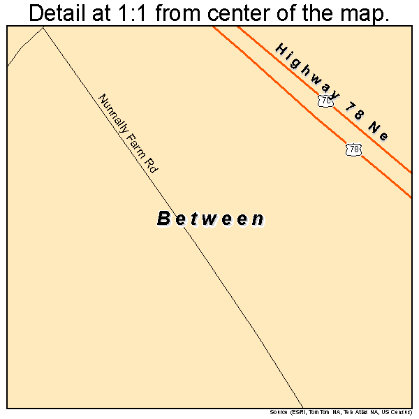 Between, Georgia road map detail