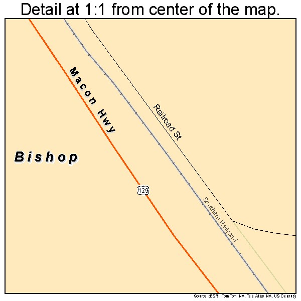 Bishop, Georgia road map detail