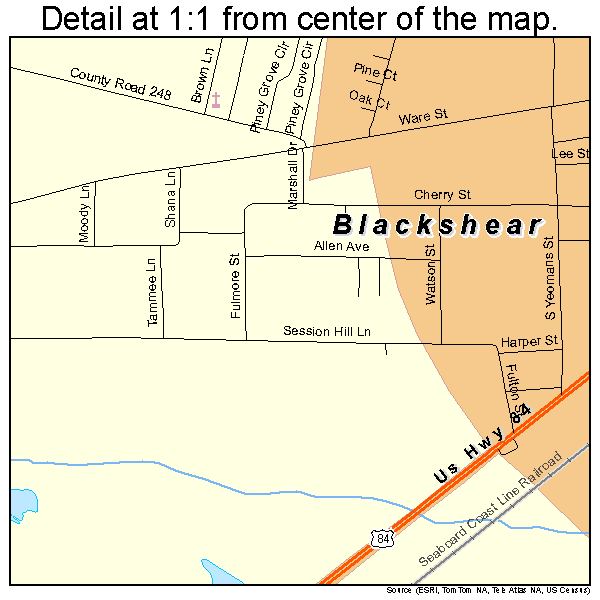 Blackshear, Georgia road map detail