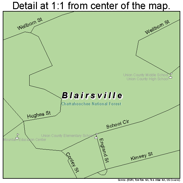 Blairsville, Georgia road map detail
