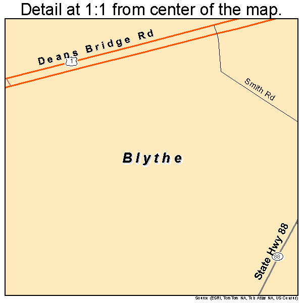 Blythe, Georgia road map detail