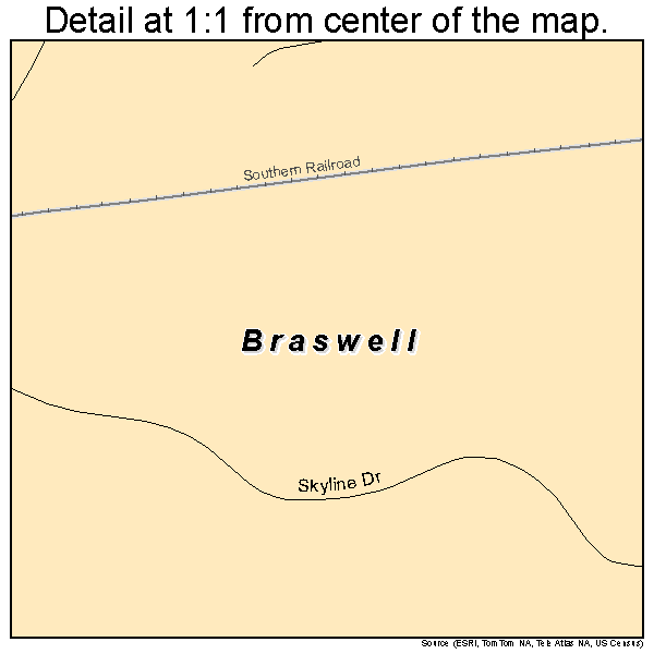 Braswell, Georgia road map detail