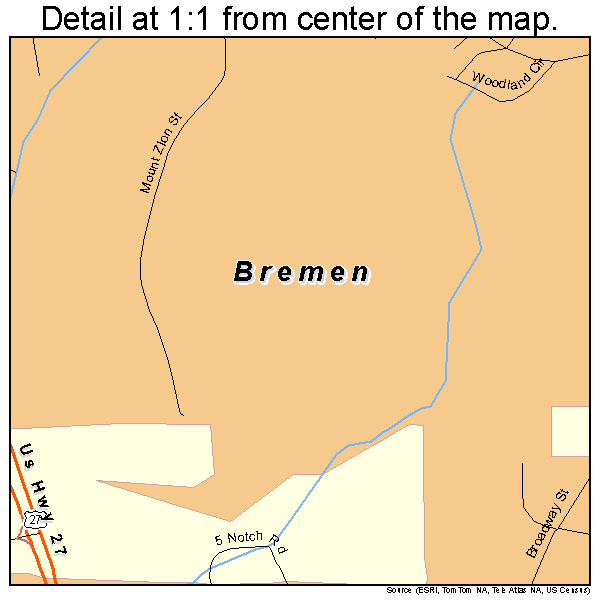 Bremen, Georgia road map detail