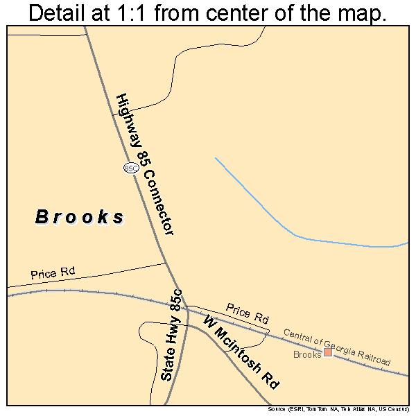 Brooks, Georgia road map detail