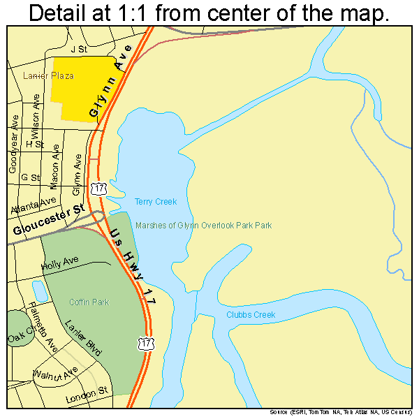 Brunswick, Georgia road map detail