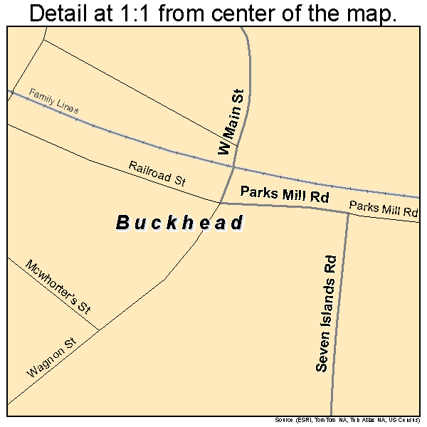 Buckhead, Georgia road map detail