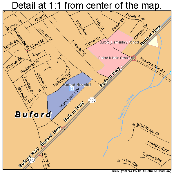 Buford, Georgia road map detail