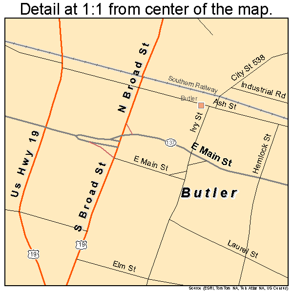 Butler, Georgia road map detail