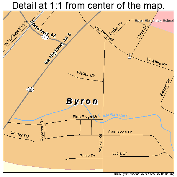 Byron, Georgia road map detail