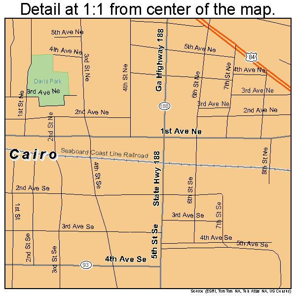 Cairo, Georgia road map detail