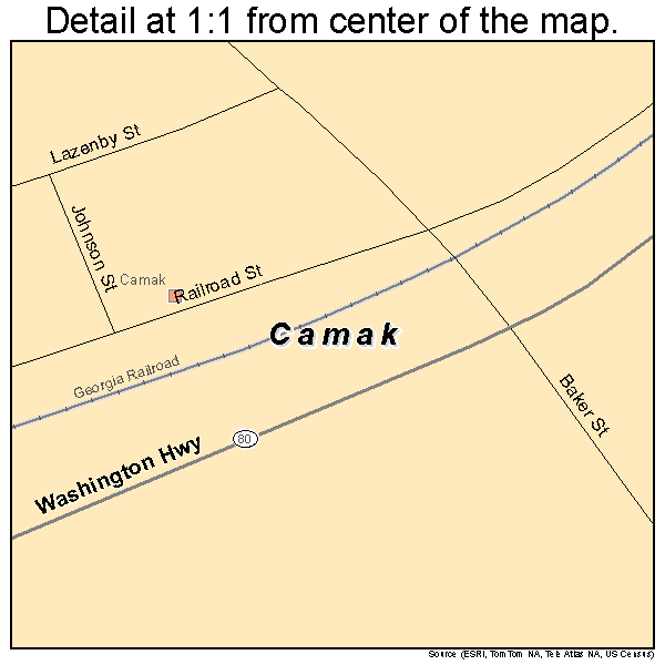 Camak, Georgia road map detail