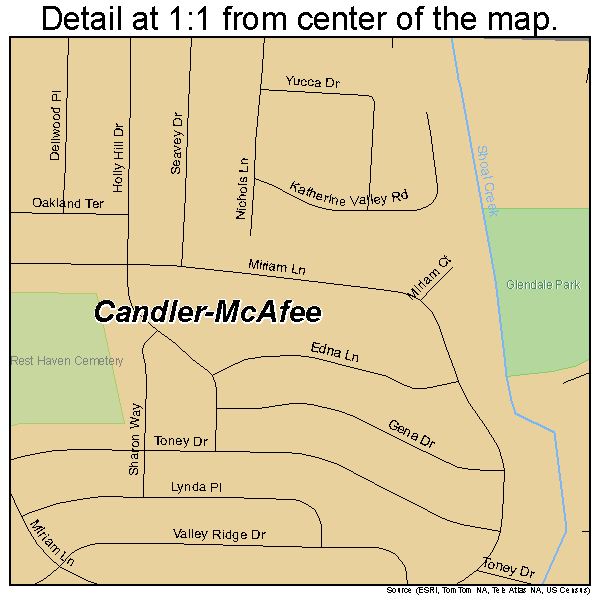 Candler-McAfee, Georgia road map detail