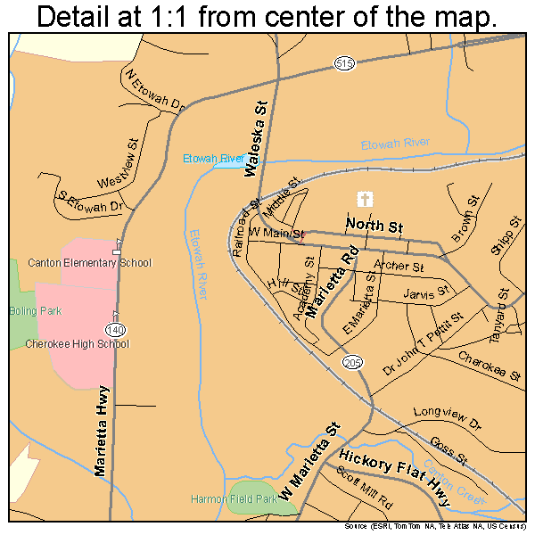 Canton, Georgia road map detail