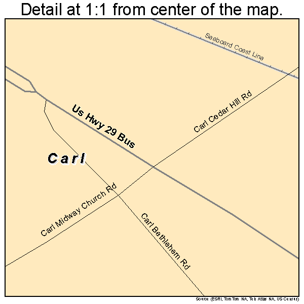 Carl, Georgia road map detail