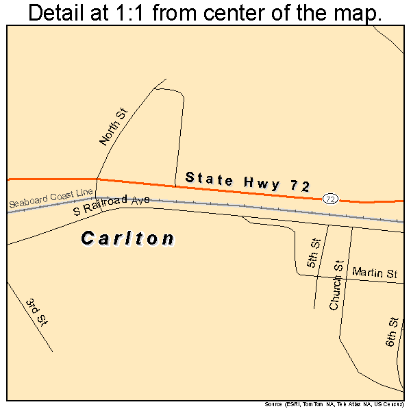 Carlton, Georgia road map detail