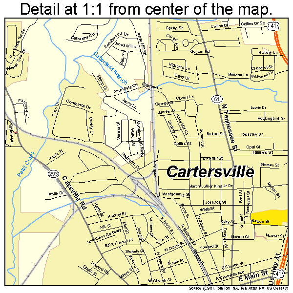 Cartersville, Georgia road map detail
