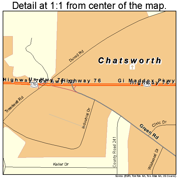 Chatsworth, Georgia road map detail