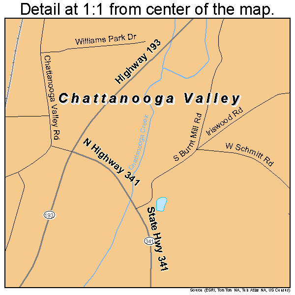 Chattanooga Valley, Georgia road map detail