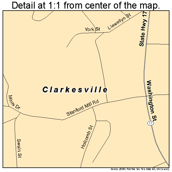 Clarkesville, Georgia road map detail