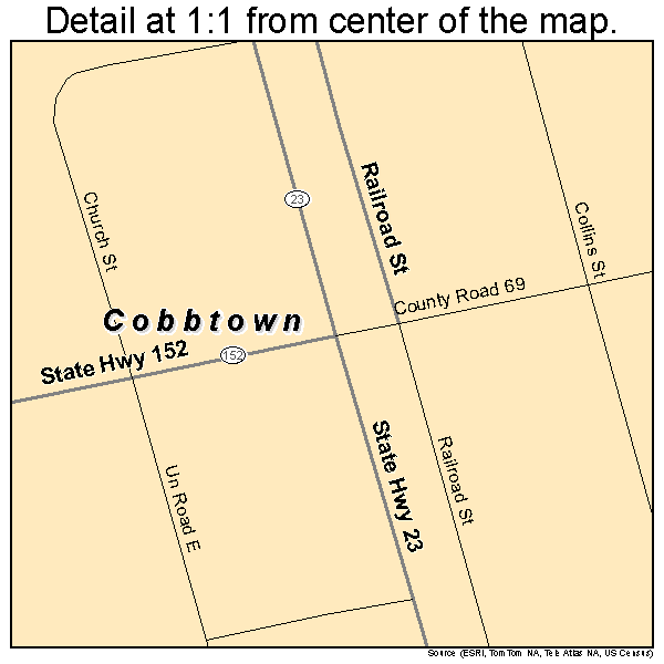 Cobbtown, Georgia road map detail