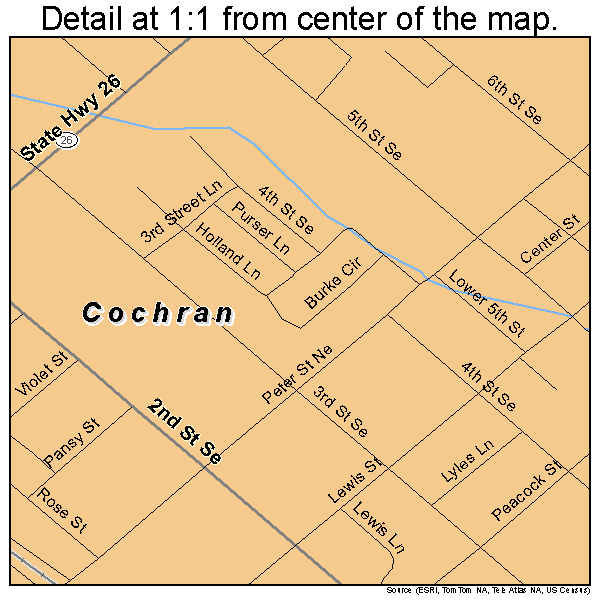 Cochran, Georgia road map detail