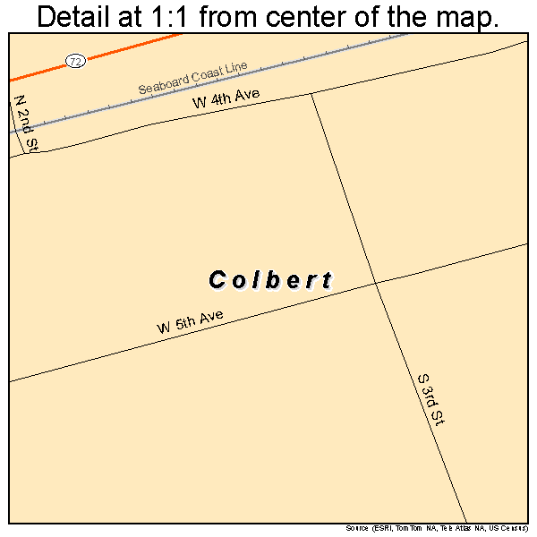 Colbert, Georgia road map detail