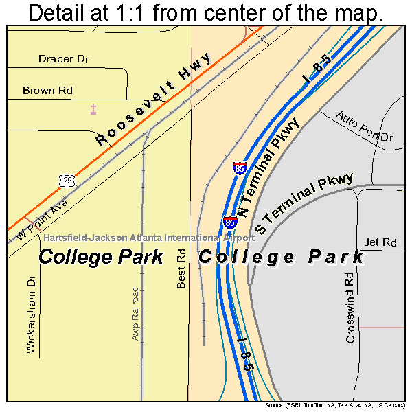 College Park, Georgia road map detail