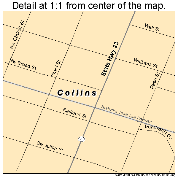 Collins, Georgia road map detail