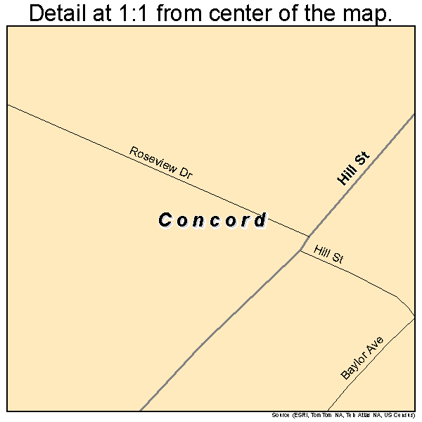 Concord, Georgia road map detail