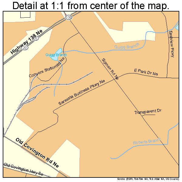 Conyers, Georgia road map detail