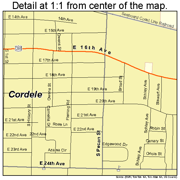 Cordele, Georgia road map detail