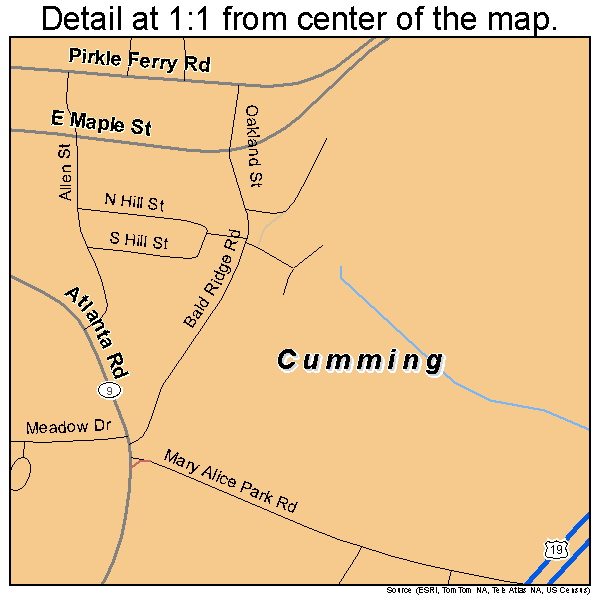 Cumming, Georgia road map detail