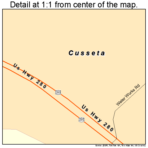 Cusseta, Georgia road map detail