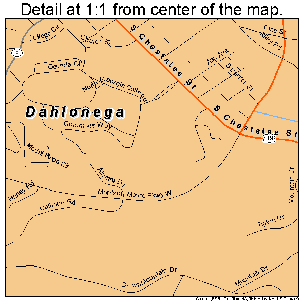 Dahlonega, Georgia road map detail
