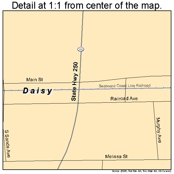 Daisy, Georgia road map detail