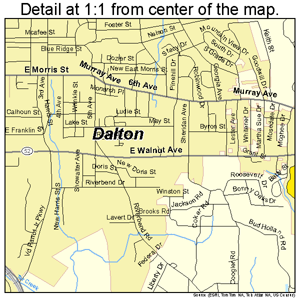 Dalton, Georgia road map detail