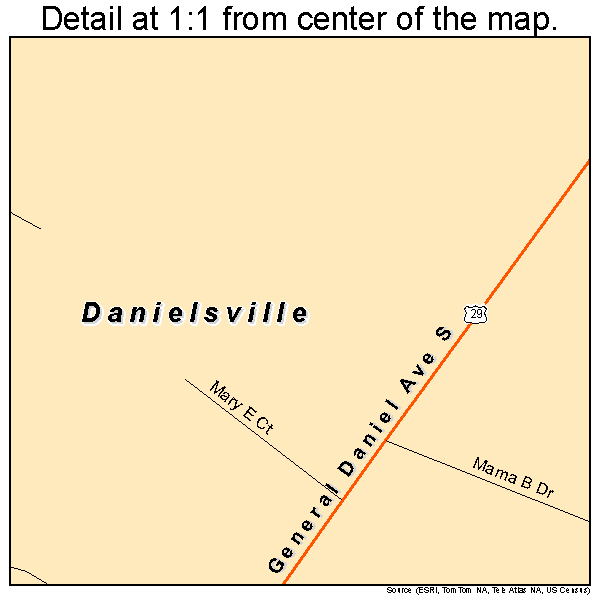 Danielsville, Georgia road map detail