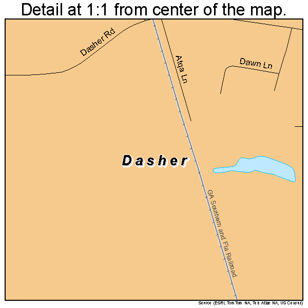 Dasher, Georgia road map detail