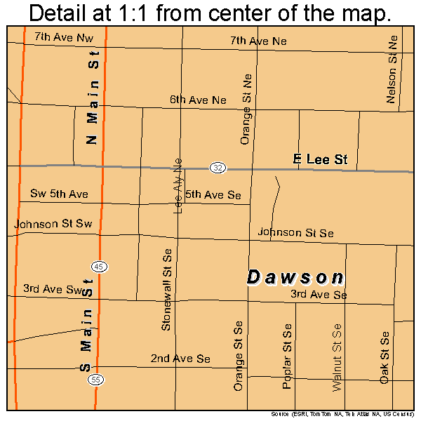 Dawson, Georgia road map detail
