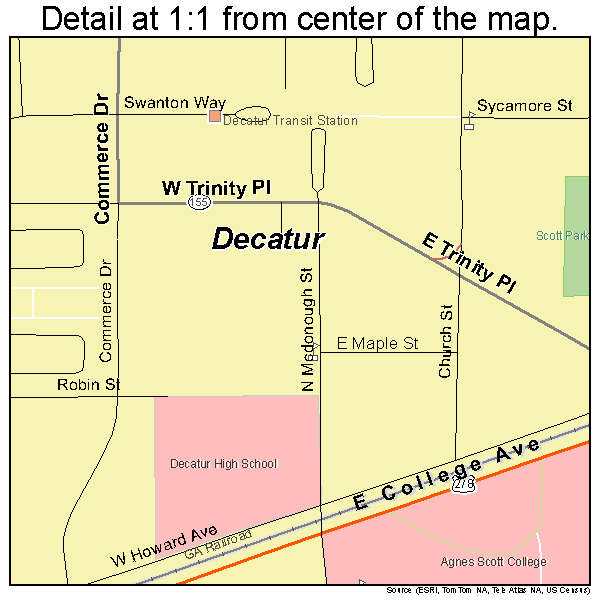 Decatur, Georgia road map detail