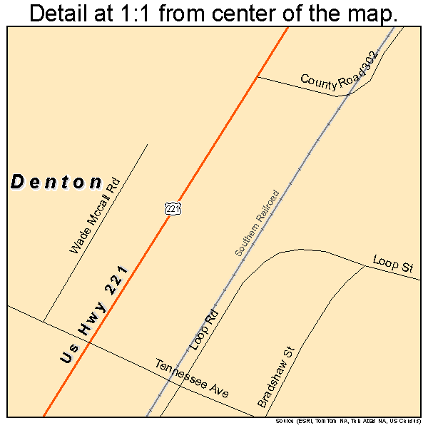 Denton, Georgia road map detail