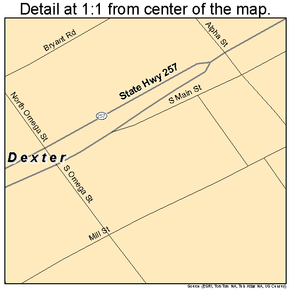 Dexter, Georgia road map detail