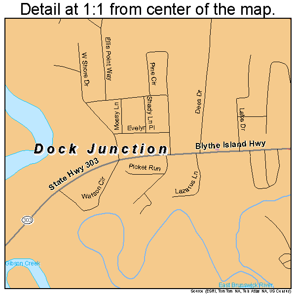 Dock Junction, Georgia road map detail