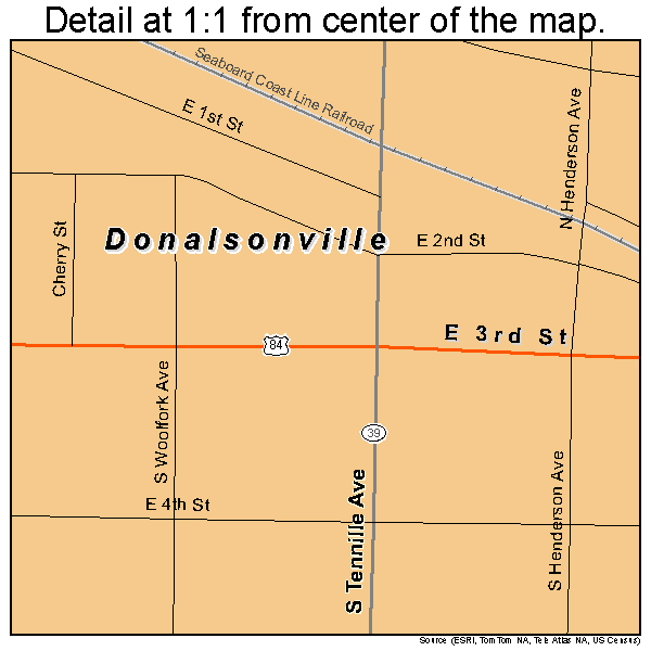 Donalsonville, Georgia road map detail