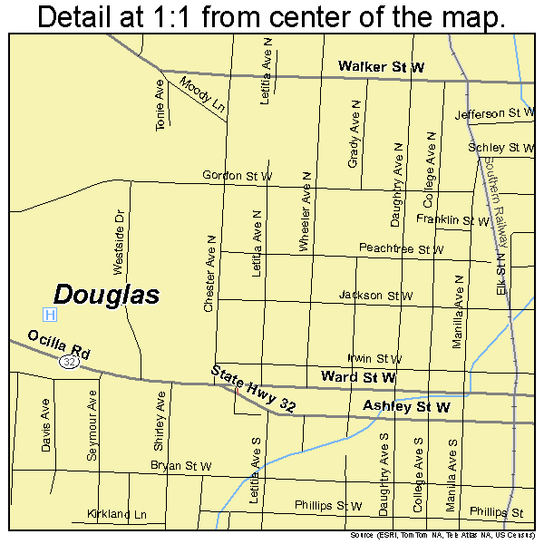 Douglas, Georgia road map detail