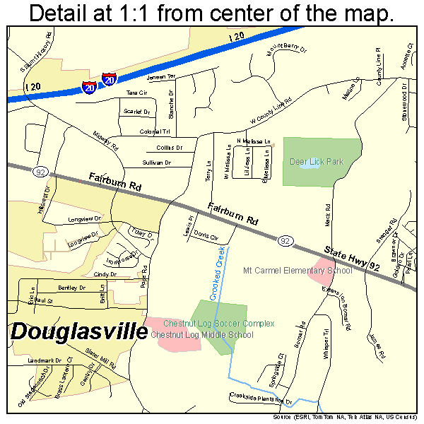 Douglasville, Georgia road map detail