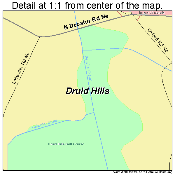 Druid Hills, Georgia road map detail