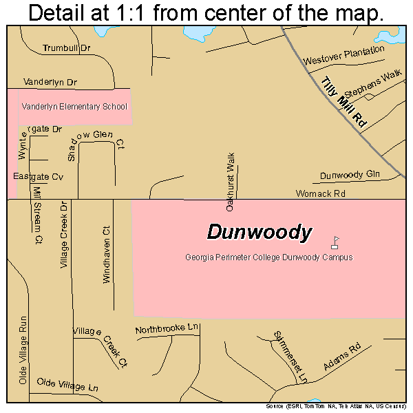 Dunwoody, Georgia road map detail