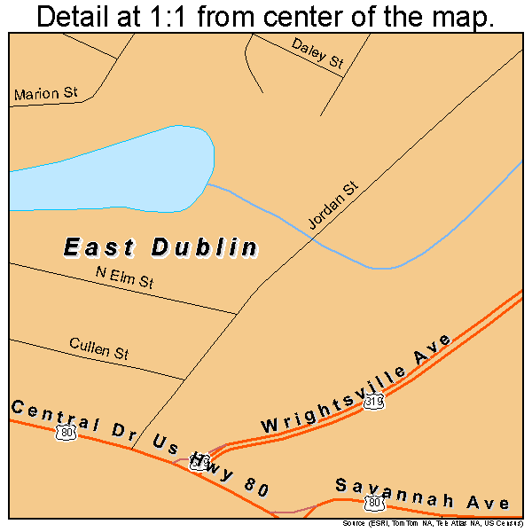 East Dublin, Georgia road map detail