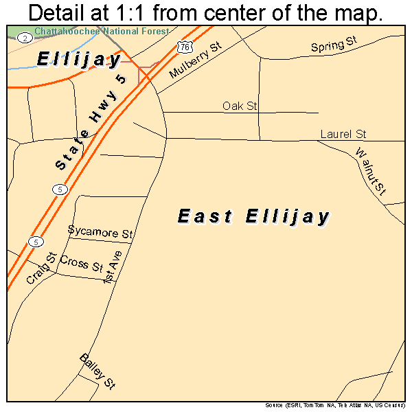 East Ellijay, Georgia road map detail
